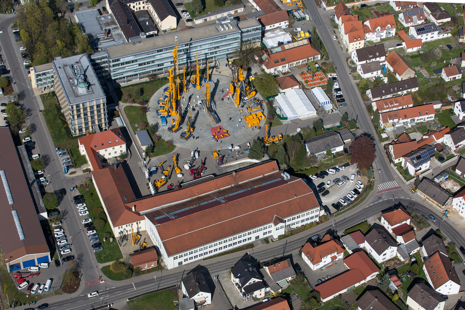 The Bauer company grounds in Schrobenhausen, Germany seen from above
