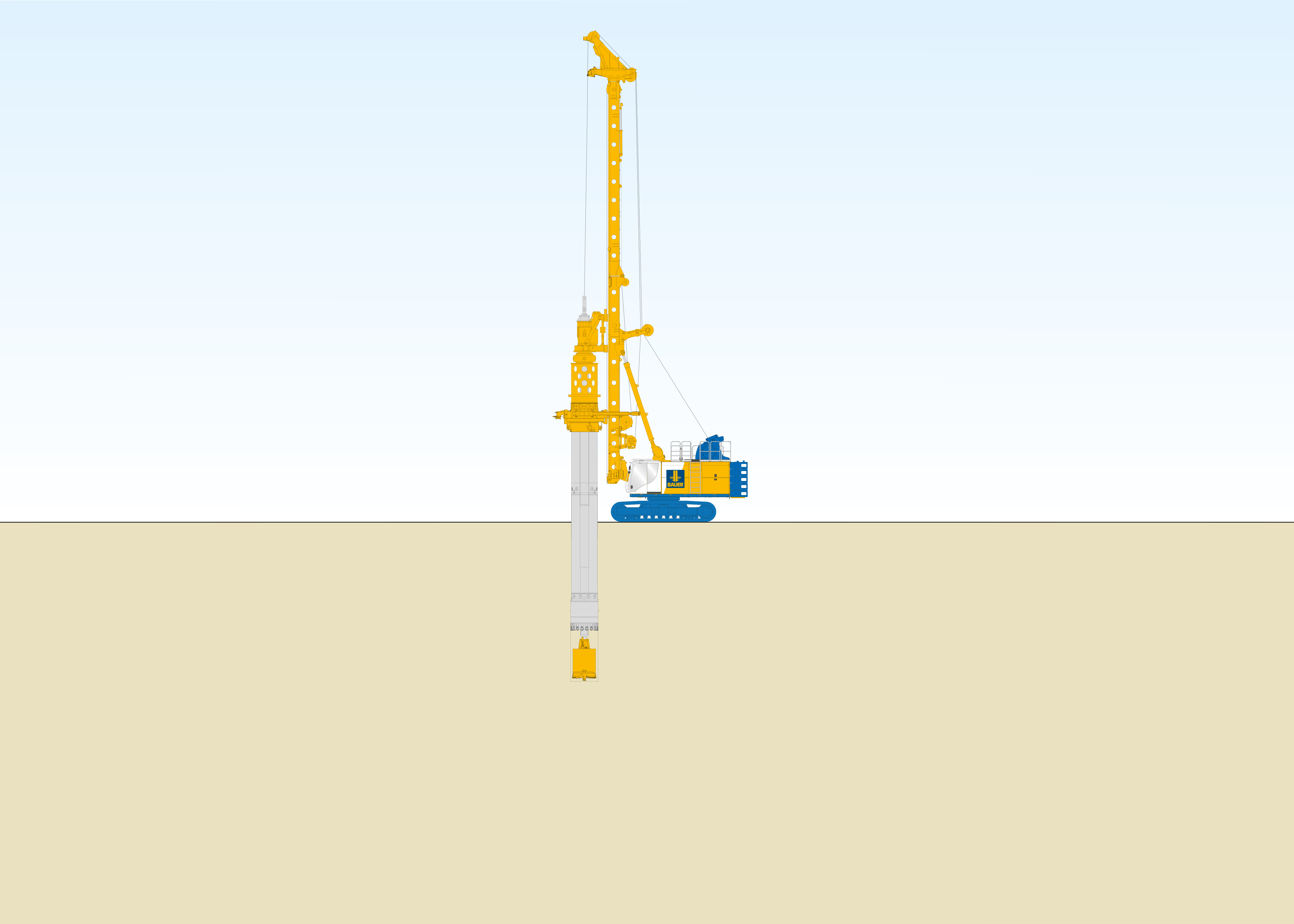 Verfahrensskizze Kellypfahl von Bauer Spezialtiefbau