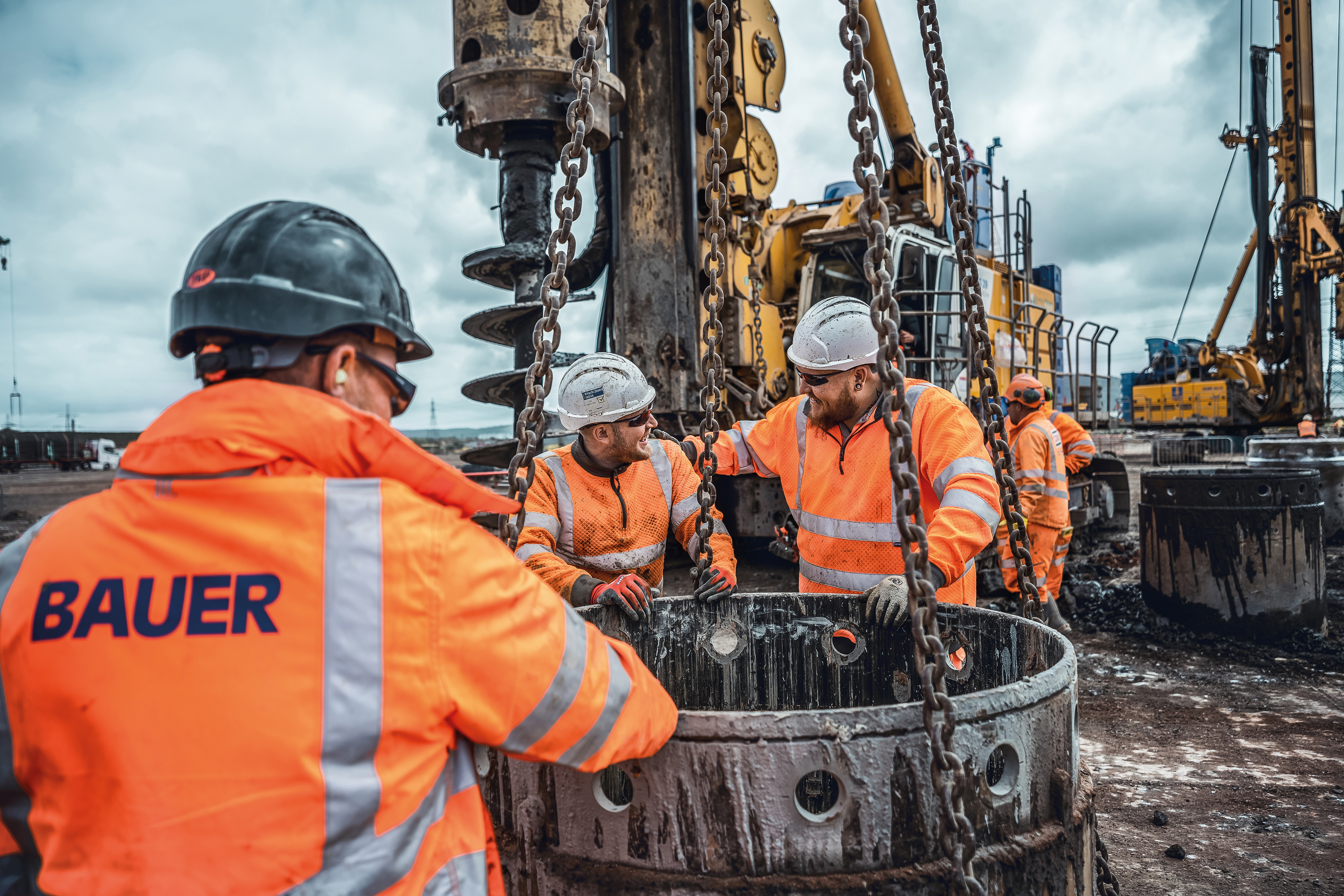 Bohrpfahlarbeiten in Teesside, Vereinigtes Königreich, von Bauer Spezialtiefbau