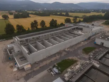 Luftbild des Neubaus vierte Reinigungsstufe
